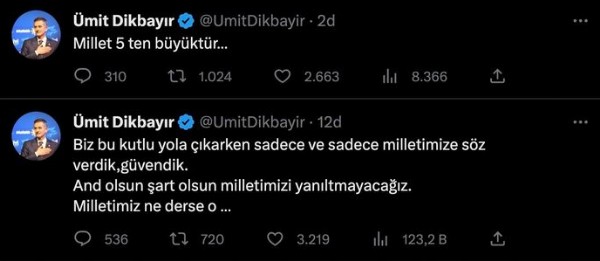 İyi Partili Ümit Dikbayır'dan dikkat çeken açıklama... Önce yazdı sonra sildi!